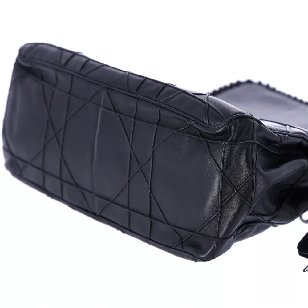 Christian Dior Black Lambskin Leather New Lock Ruffle Flap Shoulder Bag Ruffle - Picture 15 of 15